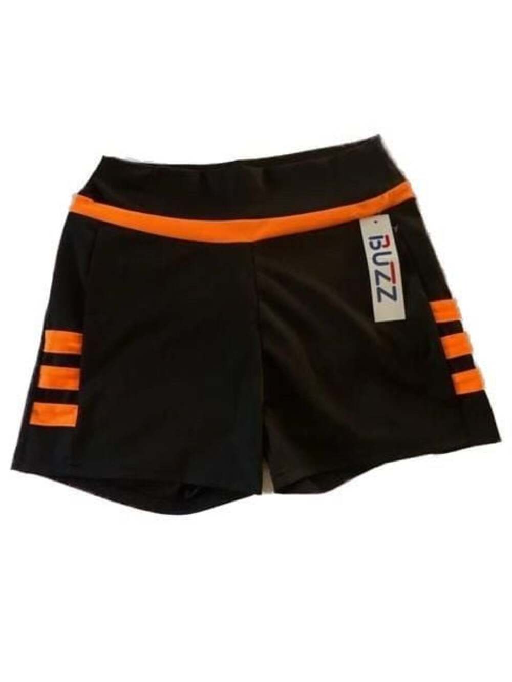 Buzz Black and Orange Athletic Striped Training Shorts